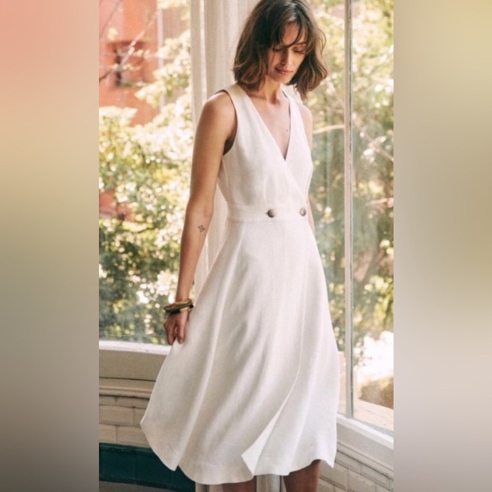 Sezane white summer Mathilda dress sz 34